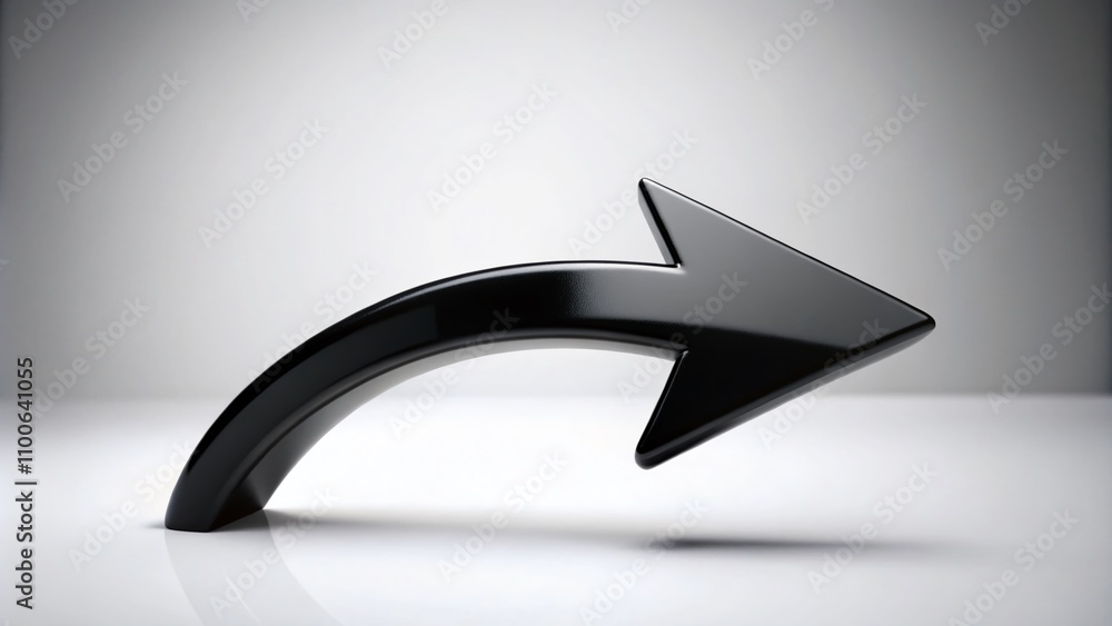 Aufkleber curved black silhouette navigation arrow design isolated on a white background for modern ui and gra