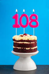 Birthday number 108 - Candle with red velvet cake