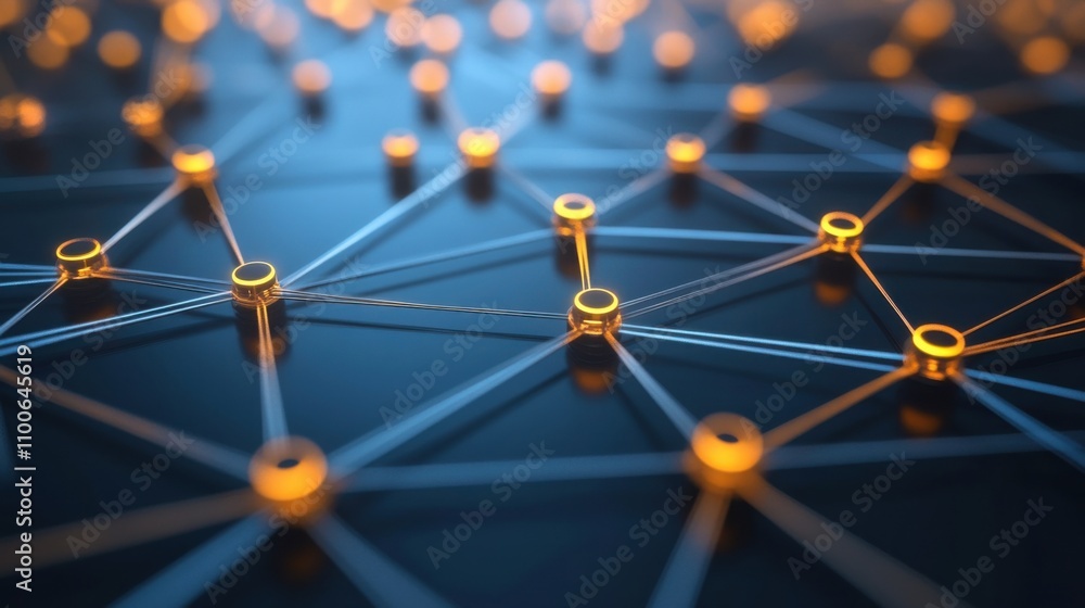 Poster Abstract Concept of Connected Nodes and Network Connections in 3D