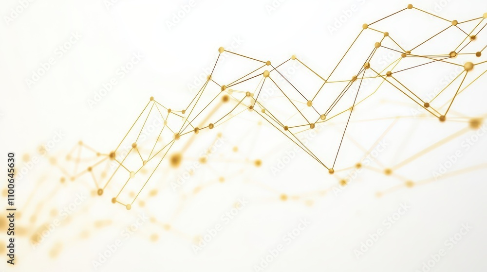 Poster golden line graph with intersecting paths, conveying the integration of financial data in a polished