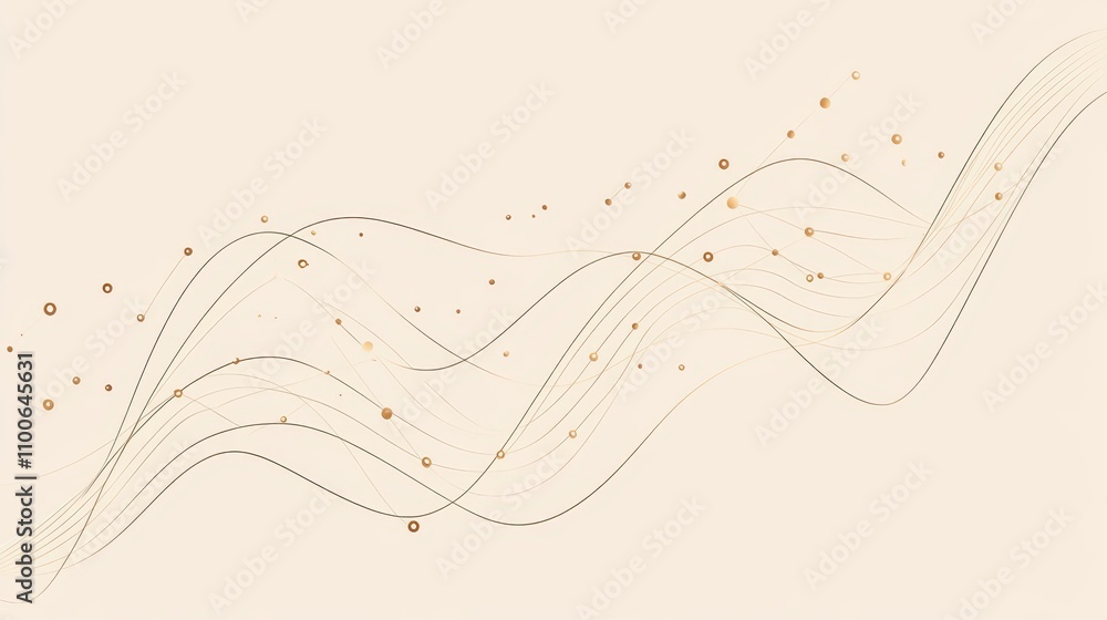 Poster golden line graph with intersecting paths, conveying the integration of financial data in a polished
