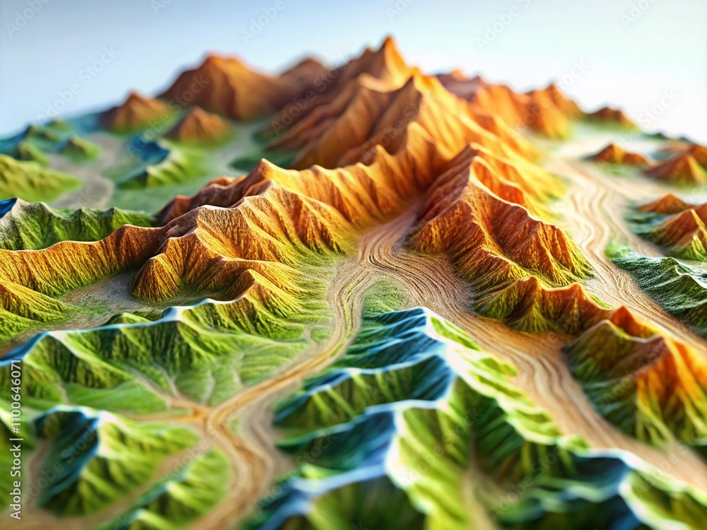 Poster detailed exploration of topographic maps in 4k animation featuring layered terrain relief and area l