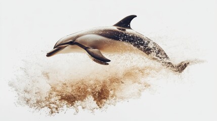 Fototapeta premium Dynamic Dolphin in Fluid Ocean Waves Artwork