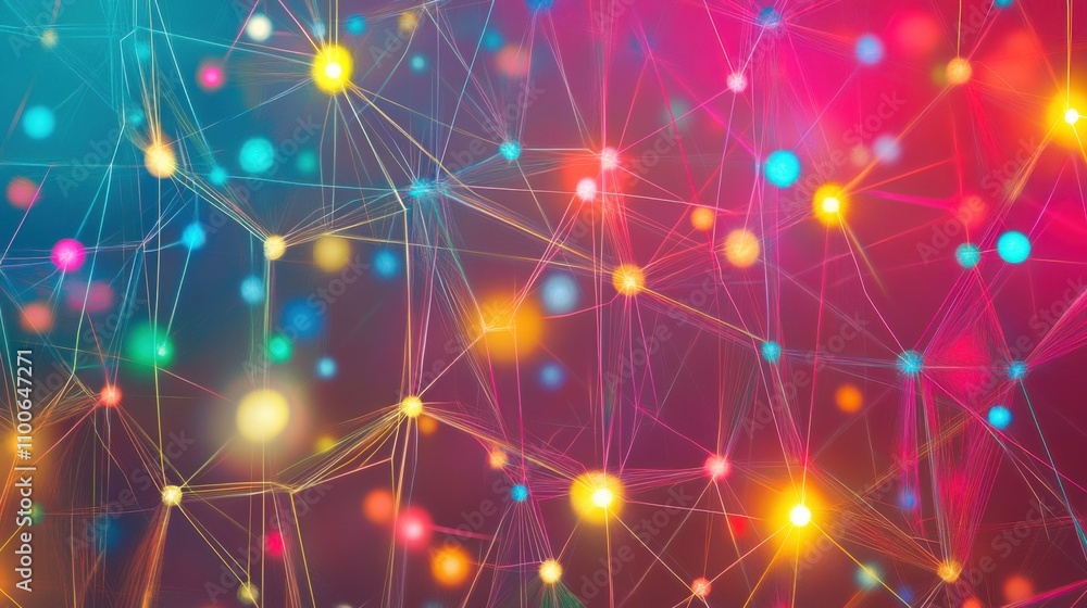 Poster colorful abstract network with bright lights and soft background