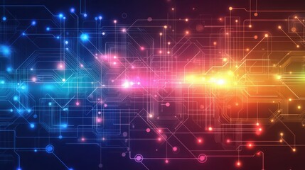 Obraz premium Colorful Abstract Digital Background with Circuit Patterns and Lights