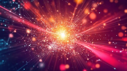 Obraz premium Abstract Bright Background with Colorful Glowing Particles and Lights