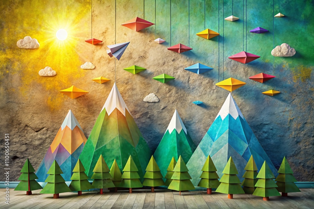 Poster dynamic business motivation with paper planes and rocket shadow depicting start-up success and innov