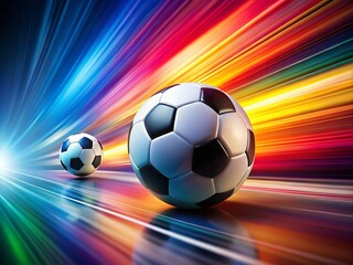 Fototapeta premium Dynamic Movement of Soccer and Football in a Brightly Colored Background Capturing the Essence of Sport and Energy in Minimalist Photography Style