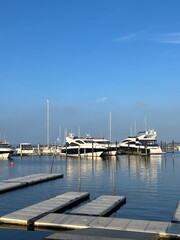 Skive yacht harbor in Skive, Denmark, Europe. Harbor with Wooden Pier and Sailing Ships. Beautiful view. Boats moored in Maarup Havn, Samsoe, Jutland, Denmark. Beauty in nature. Sailboats in harbor