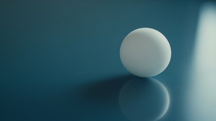 A table tennis ball with a focus on the seams and bounce, indoor setting on a table tennis table, Pristine style