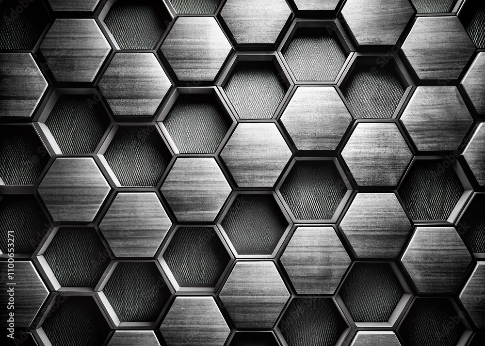 Poster elegant black and white geometric honeycomb pattern background for website banners and illustrations