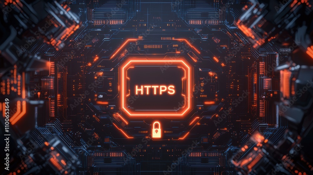Poster ssl certificate integrity concept digital illustration of https in a secure cyber environment.