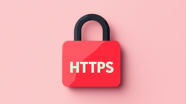 SSL Certificate Integrity Concept Lock icon representing HTTPS security on a pink background