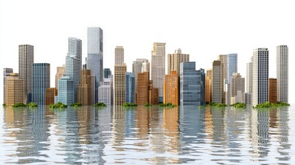 Fototapeta premium Miniature Urban Area with Climate Impact Visualization