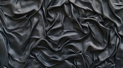 Fototapeta premium Smooth Black Fabric Texture with Elegant Draped Design