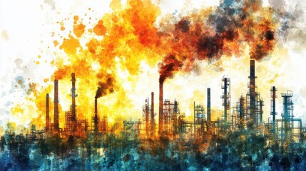 Obraz premium Pollution and Climate Change Emission Visualization