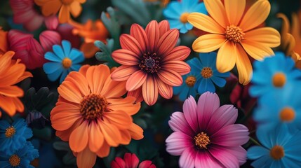 Fototapeta premium Vibrant colorful flowers close-up.