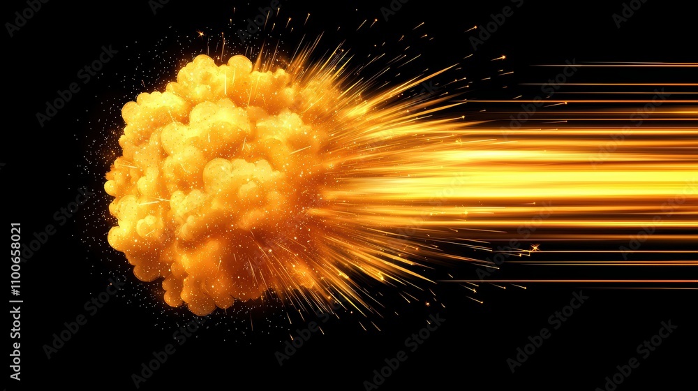 Poster explosive burst of yellow energy with dynamic motion effect