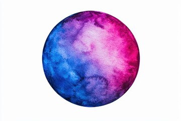 Obraz premium Vibrant Watercolor Circle in Blue and Pink Hues on White Background