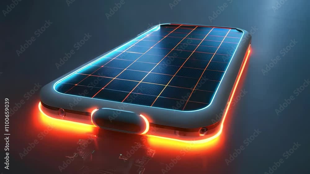 Poster futuristic smartphone design with glowing edges and sleek display technology
