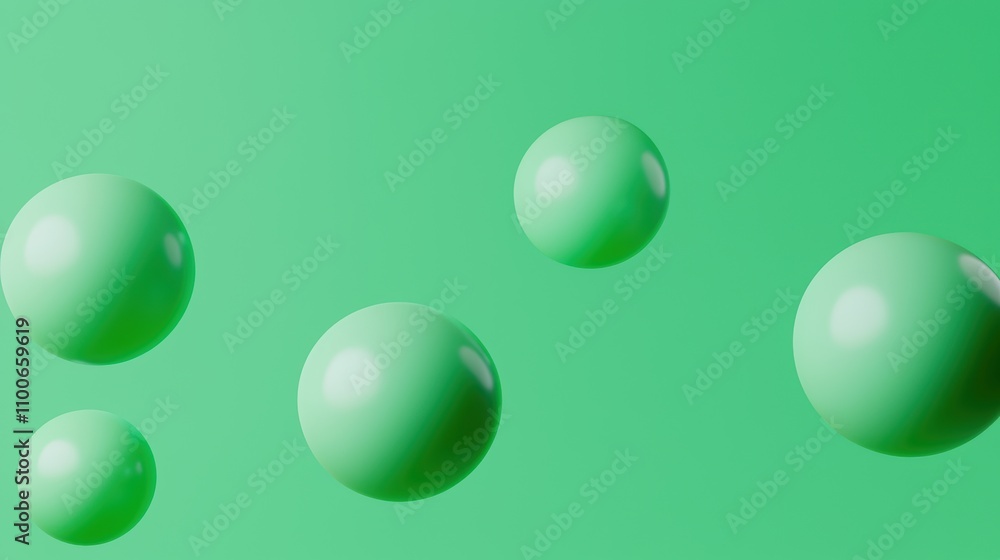 Aufkleber light green bubbles floating abstract background for creative use