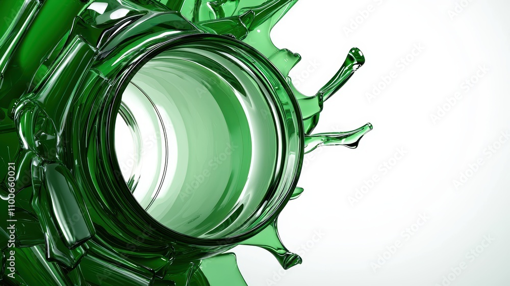Aufkleber glass splash with green color reflection and dynamic motion effect