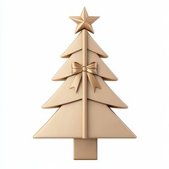 Fototapeta premium Elegant Gold Christmas Tree Design with Star and Bow Decoration