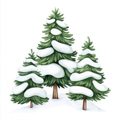 Fototapeta premium Snow-Covered Trees in Winter Landscape with Fresh Snow