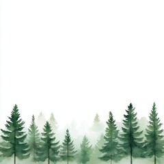 Obraz premium Lush Green Forest Background with Tall Pine Trees and Misty Landscape