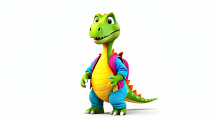 Obraz premium Dinosaur cute character isolated for text, on white background 