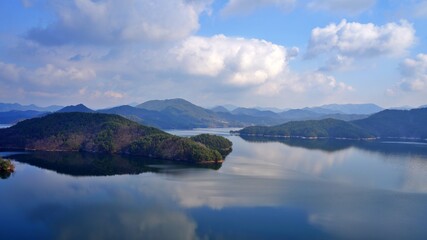 Winter scenery of Daecheong Lake in Korea