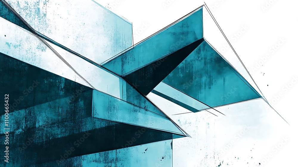 Aufkleber abstract geometric design featuring angular shapes and a turquoise color palette.