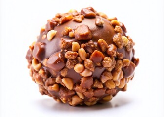 Obraz premium Exquisite Chocolate Candy Balls with Nut Filling Isolated on White Background Capturing Full Sharpness and Detail, Perfect for Gourmet Treats and Confectionery Displays
