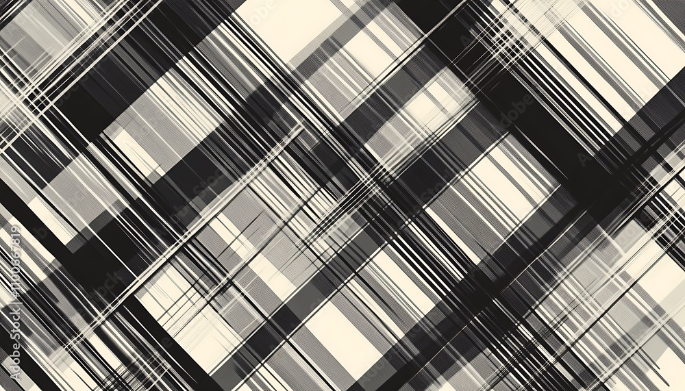 Poster abstract pattern featuring intersecting lines in black and white, creating a textured visual effect.