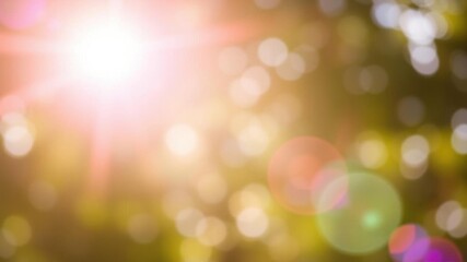 Fototapeta premium A close-up shot of a real lens flare with a strong sun backlight creating light leaks, light leaks, abstract