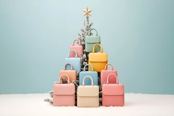 Pastel Handbags Arranged as Christmas Tree
