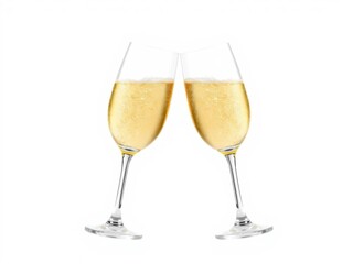 Champagne glasses clinking with golden bubbles, celebratory toast, cheers, celebration