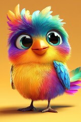 Fototapeta premium Colorful cartoon bird with bright feathers 