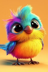 Fototapeta premium Colorful cartoon bird with bright feathers 