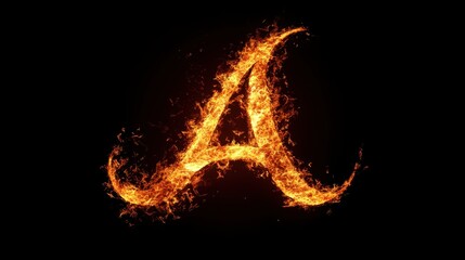 Fototapeta premium Letter A in fiery style on black 