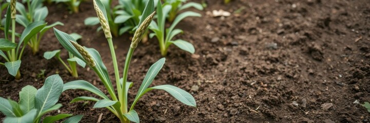 Fresh green asparagus plants growing in a vast field on a sunny day, farming, nature