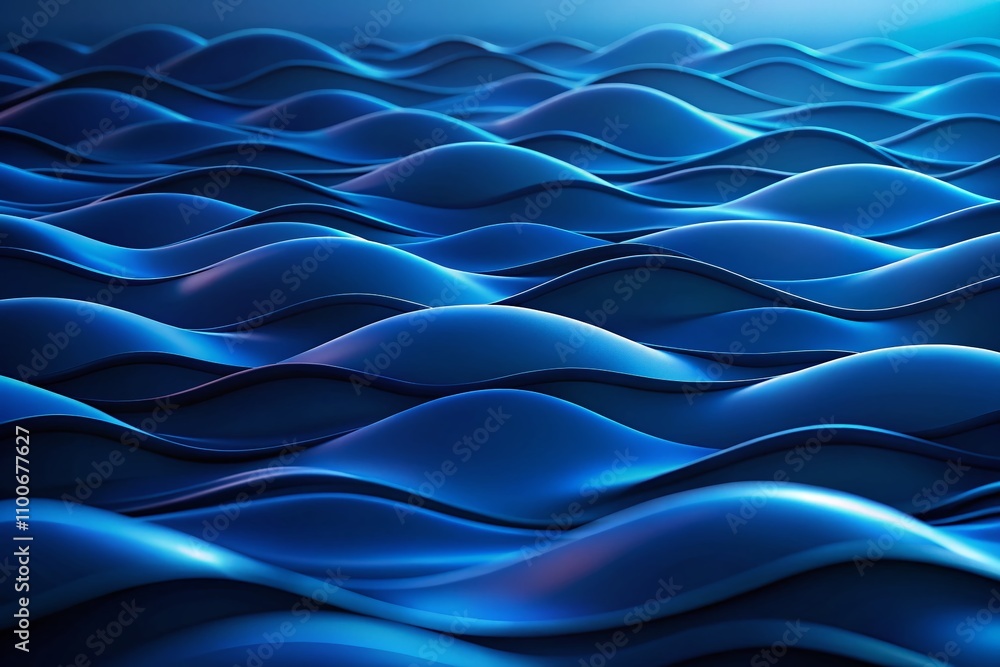 Poster futuristic dark blue gradient waves in abstract design with smooth gradients and grainy texture for 