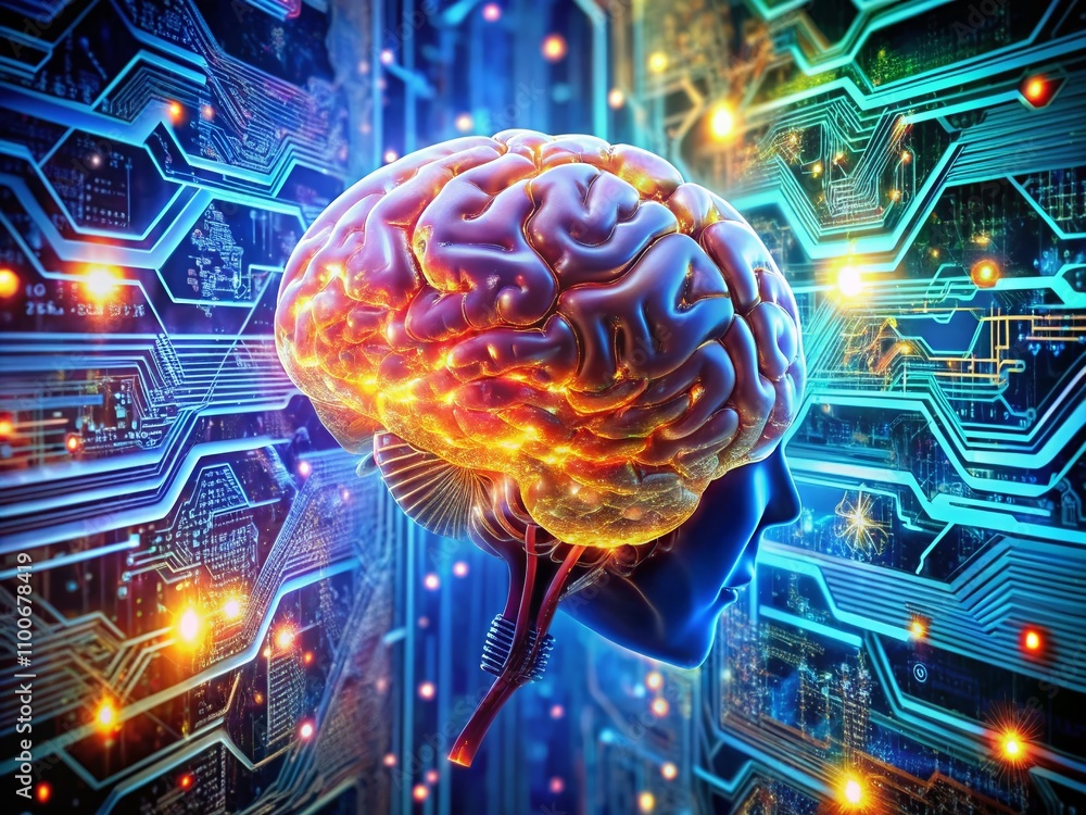Poster futuristic integration of brain and electronics: exploring human-machine interactions in cyborg tech