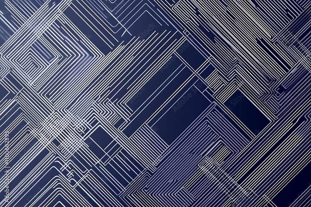Poster abstract design featuring intricate lines and patterns on a dark background.