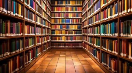 Obraz premium Modern Library with Ambient Lighting and Sleek Design