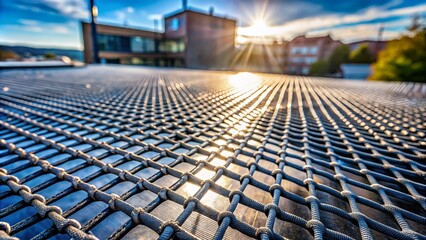Fototapeta premium High Depth of Field Image of Reinforced Plastic Mesh for Waterproofing on Rubber Roof – Durable, Versatile, and Essential for Building Maintenance and Protection