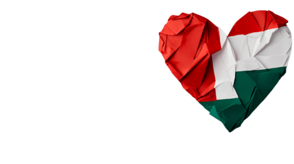 Heart-Shaped Paper Tear Revealing Italian Flag on Transparent Background