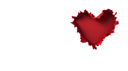 Heart Shaped Hole Torn Through Paper Revealing Satin Texture of Turkish Flag on Transparent Background