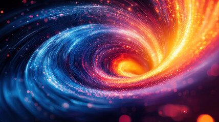 Obraz premium Colorful abstract lines swirling in different directions, enhanced with a glowing effect, creating a vibrant and dynamic visual.