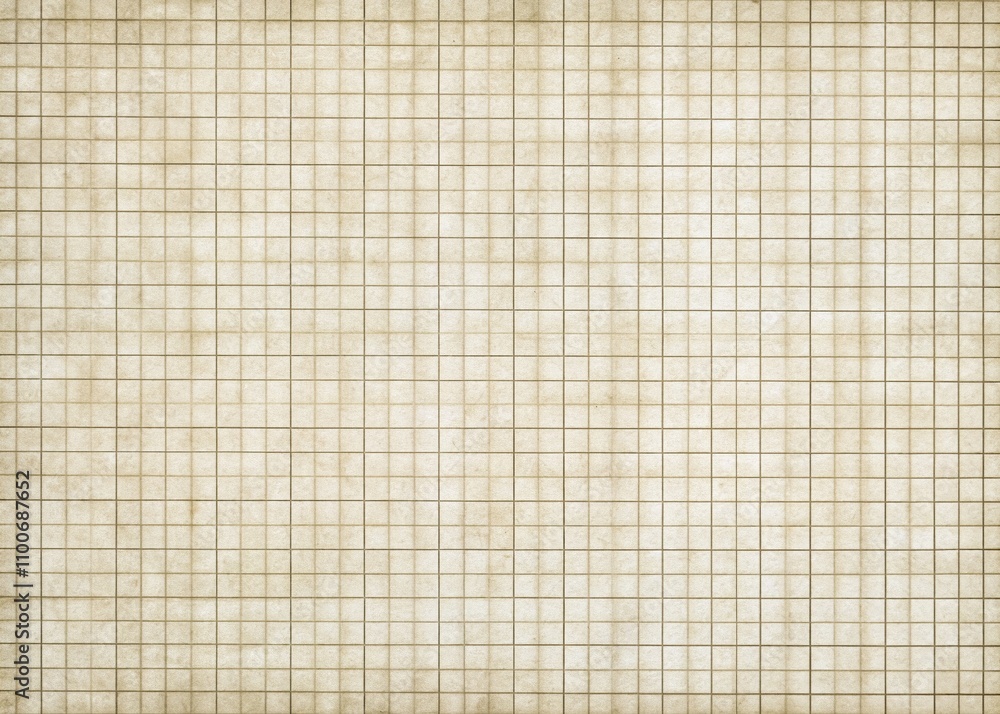 Aufkleber high resolution scan of weathered beige tint checkered graph paper page for text presentation, ideal